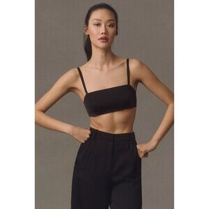 By Anthropologie NWT Gathered Elastic Back Adjustable Straps Satin Micro Bra L